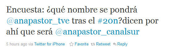 "Ana Pastor molesta en Twitter"