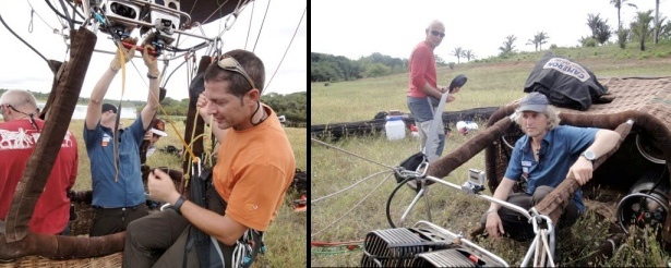 Jesús Calleja preparando su viaje en globo