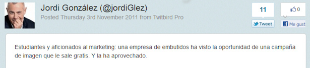 Mensaje de Jordi González en su Twitter