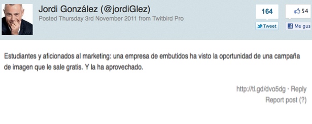 Jordi González reacciona en twitter a la fuga de Campofrío