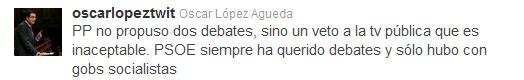 Óscar López expone su punto de vista sobre la organización del debate electoral