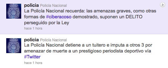 El mensaje de la Policía en twitter