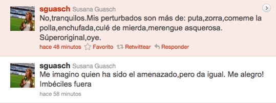 Susana Guasch muestra su apoyo en twitter
