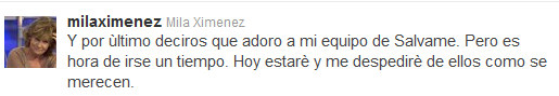 Mila Ximénez abandona &#39;Sálvame&#39;