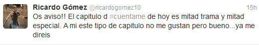 Ricardo Gómez se queja en Twitter por la emisión de un especial de &#39;Cuéntame cómo pasó&#39;