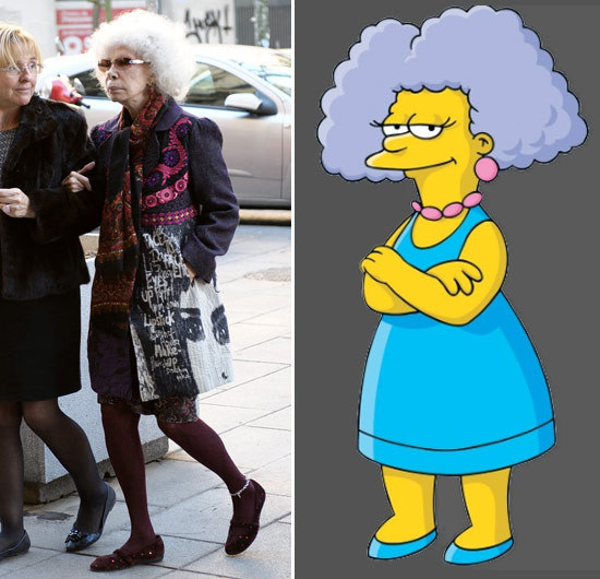 La Duquesa de Alba, comparada con Selma Bouvier, hermana de Marge Simpson