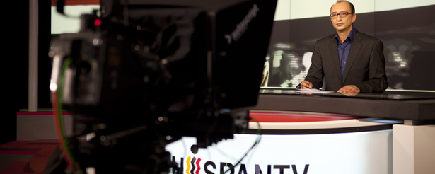 Imagen de uno de los platós de informativos de las instalaciones de HispanTV en Teherán