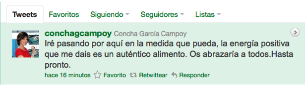 Nuevo mensaje de la periodista Concha García Campoy en la red social Twitter
