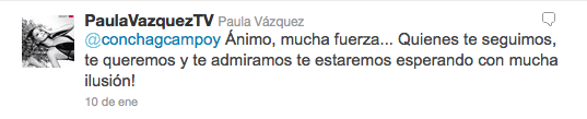 Muestra de apoyo Paula Vázquez en Twitter