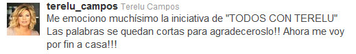 Terelu Campos agradece el apoyo recibido en su enfermedad