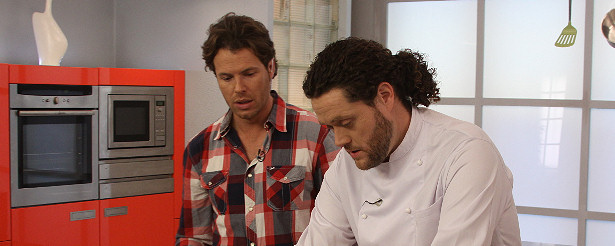 Miguel Such con el chef Óscar Martínez