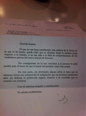Carta de disculpa de Ruiz Mateos a Susanna Griso