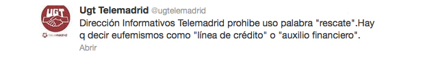 Tweet de UGTelemadrid