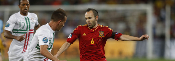 Andrés Iniesta en un momento del partido contra Portugal