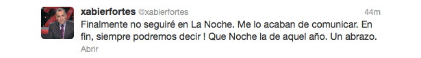 Tweet de Xabier Fortes