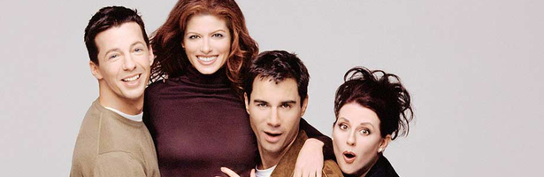 Elenco protagonista de 'Will y Grace', en la que participaron Sean Hayes y Debra Messing