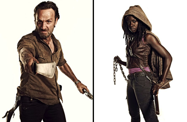 Rick Grimes y Michonne en la tercera temporada de 'The Walking Dead'