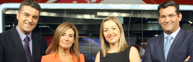 Antonio Renedo, Nati Melendre, Lucía Rodil y Juan Manuel Pérez, presentadores de informativos