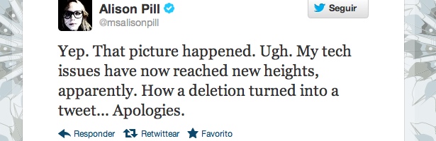 Alison Pill se disculpa en Twitter tras publicar una foto suya desnuda