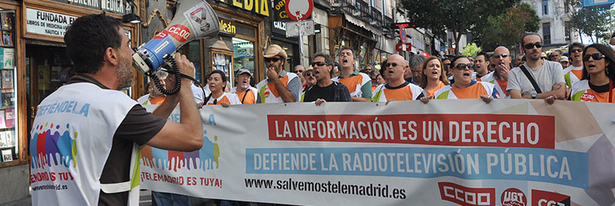 Los trabajadores de Telemadrid se han manifestado en varias ocasiones por la situación del canal
