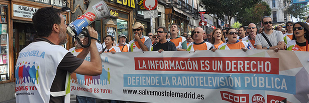 Los trabajadores de Telemadrid se han manifestado en varias ocasiones por la situación del canal