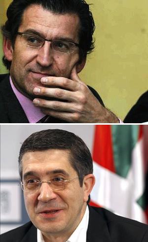 Arriba, Alberto Núñez Feijóo. Abajo, Patxi López