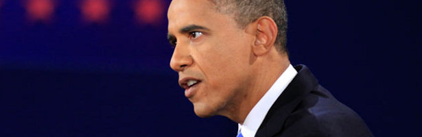 Barack Obama durante el debate electoral contra Romney
