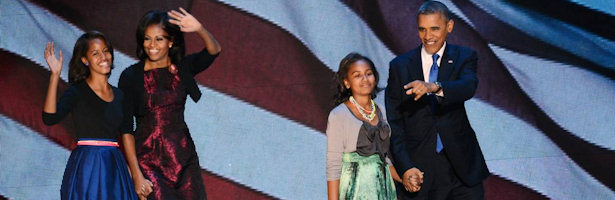 Barack Obama celebra su reelección con su familia