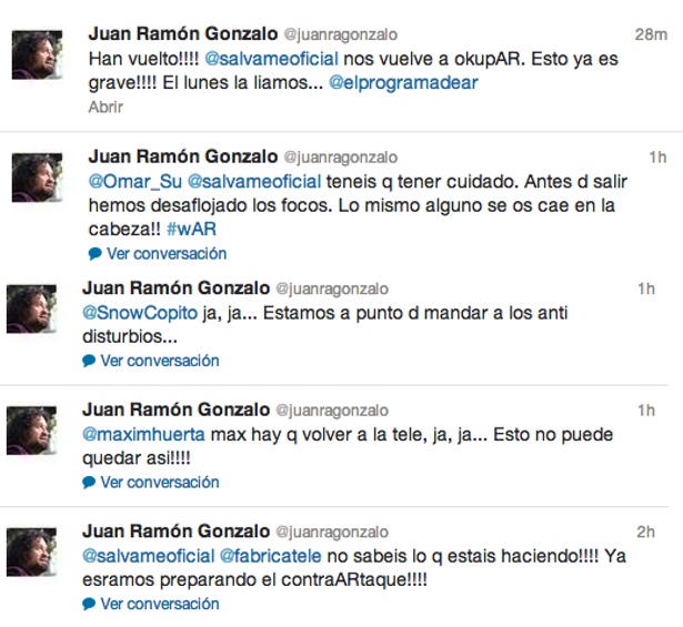 Tweets de Juan Ramón Gonzalo, director de 'El programa de Ana Rosa'