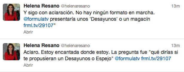 Declaraciones en Twitter de Helena Resano