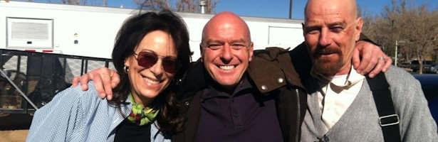 Dean Norris, entre Jane Kaczmarek y Bryan Cranston en su reunión en 'Breaking Bad'