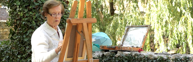 Cecilia Giménez, del Ecce Homo de Borja, pintando