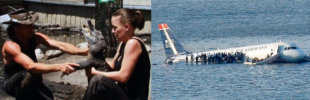El ataque de un cocodrilo a una chica y el amerizaje de un avión en la bahía del río Hudson