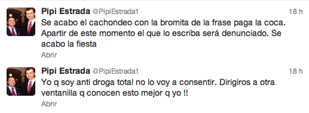 Declaraciones de Pipi Estrada en Twitter