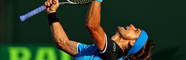 Ferrer celebrando la victoria y el consiguiente pase a la final del Masters 1000 de Miami