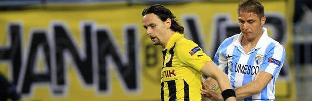 Joaquín durante el enfrentamiento del Málaga con el Borussia Dortmund