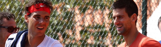 Rafa Nadal y Novak Djokovic entrenan para el Master de Monte-Carlo 2013