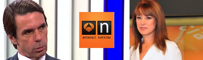 Aznar (en la foto, en 'Espejo público') estará en 'Antena 3 noticias' con Gloria Lomana