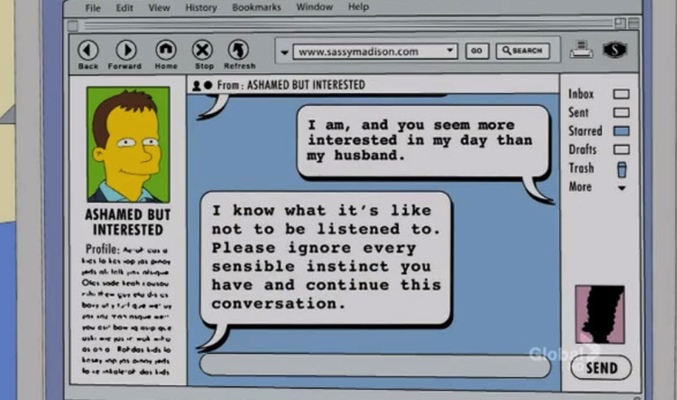 Marge chatea en esta web de contactos