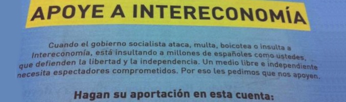 Petición de dinero a los seguidores de Intereconomía