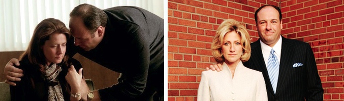 James Gandolfini con Lorraine Bracco y Edie Falco en 'Los Soprano'