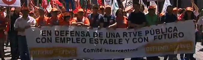 Manifestación en contra de la última propuesta de negociación del convenio colectivo de RTVE