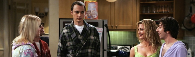 Escena de un capítulo de la serie de CBS &#39;The Big Bang Theory&#39;, con Jim Parsons y Kaley Cuoco