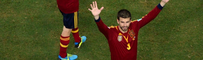 Gerard Piqué celebra el pase de la Selección Española a la Final de la Copa FIFA Confederaciones Brasil 2013