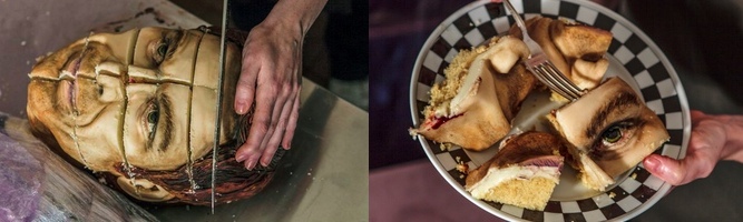 Trozos de la réplica exacta de Dexter Morgan (Michael C. Hall) en forma de pastel