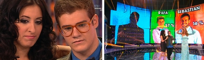 Maribel y Raúl esperando el resultado. Raúl vencedor con un 57%