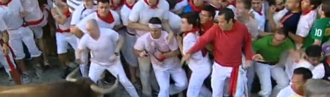 Imagen de los encierros de San Fermín, noticia emitida por TVE
