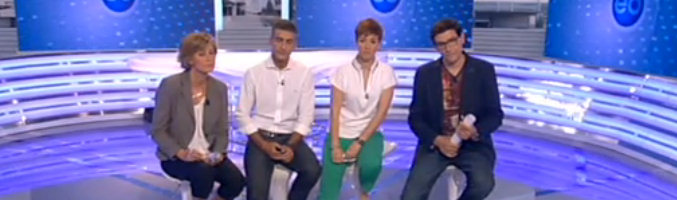 Montse Abbad, Albert Barniol, Marta Solano y Alejandro Florez en la presentación de 'España Directo'