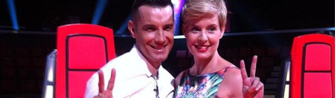 Jesús Vázquez y Tania Llasera en la presentación de la segunda edición de 'La Voz'