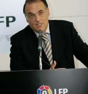Javier Tebas en una rueda de prensa